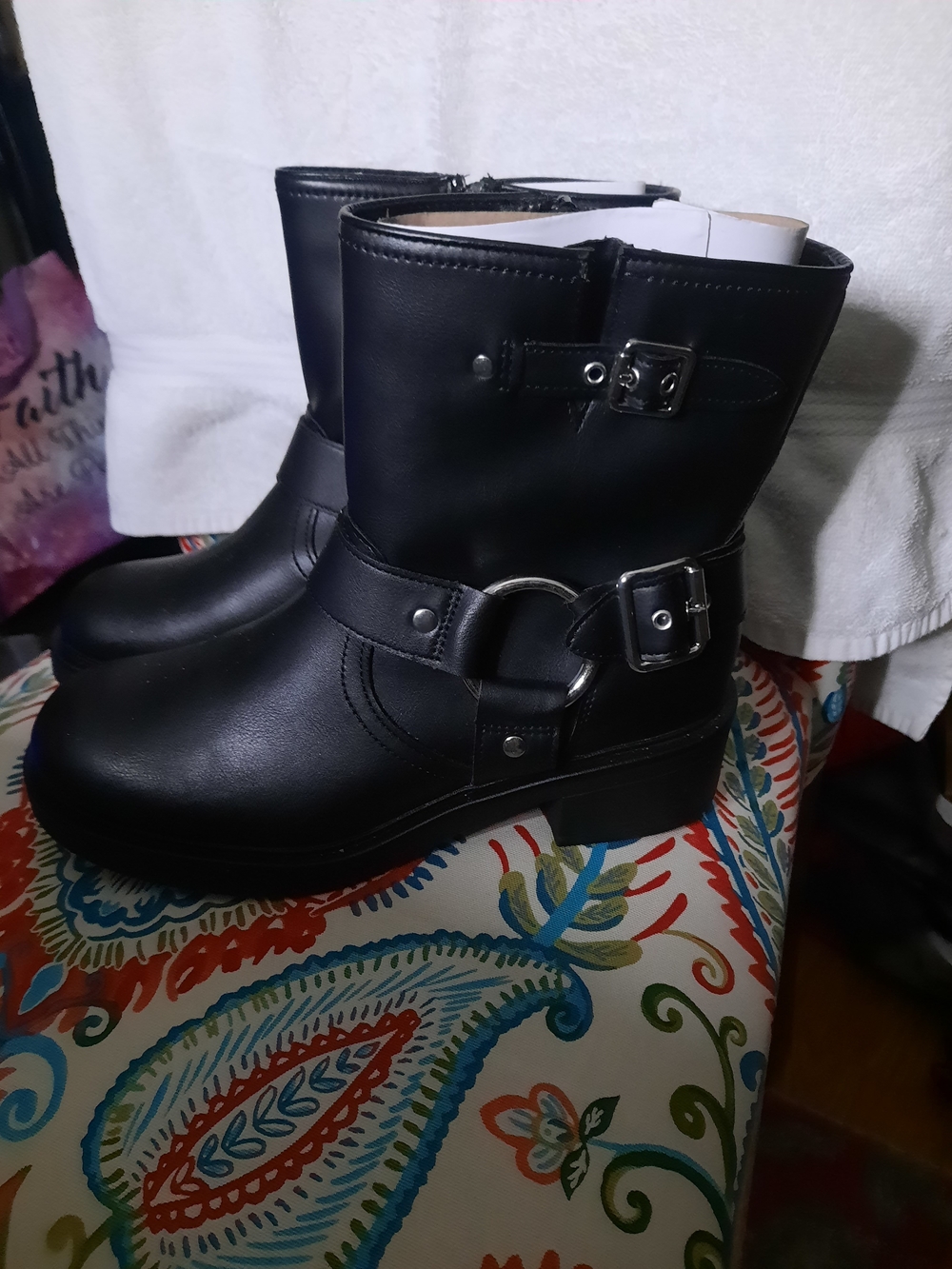 Universal Thread Black Moto Harness Ankle Boots